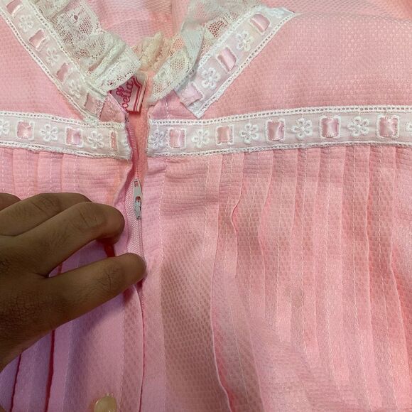 CasaBella Pink Lace Trim Full Zip Long Sleeve Night Gown Pajama Robe Dress XL - Picture 15 of 15